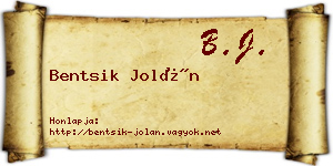 Bentsik Jolán névjegykártya